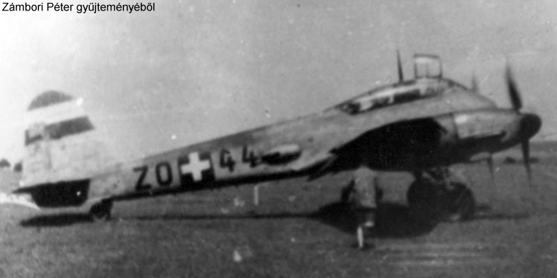 Kép a Messerschmitt Me 210 típusú, Z.044 oldalszámú gépről.
