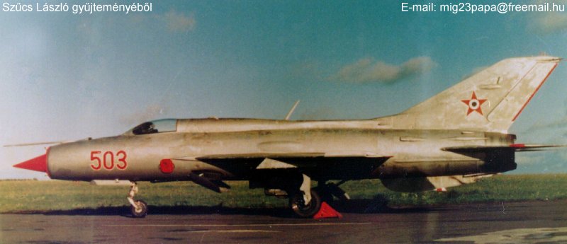 Kép a Mikojan-Gurjevics MiG-21 típusú, 503 oldalszámú gépről.