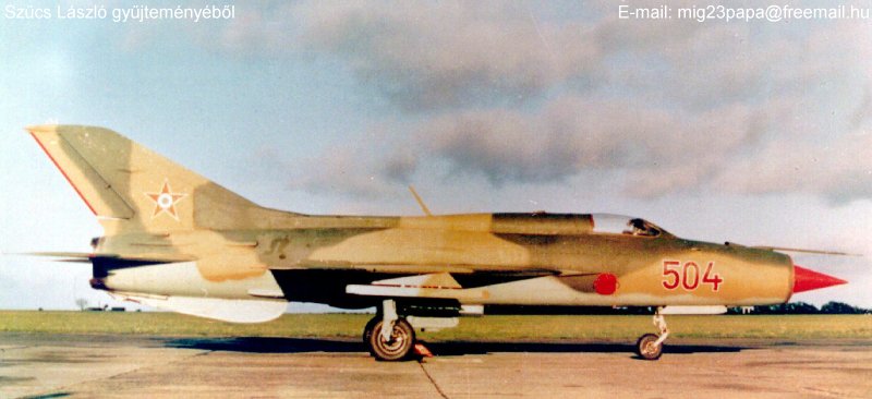Kép a Mikojan-Gurjevics MiG-21 típusú, 504 oldalszámú gépről.