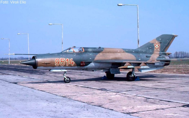 Kép a Mikojan-Gurjevics MiG-21 típusú, 9514 oldalszámú gépről.