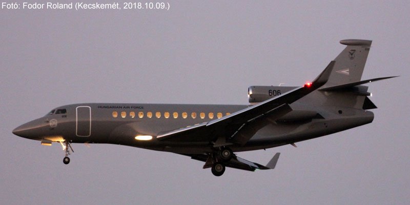 Kép a Dassault Falcon típusú, 606 oldalszámú gépről.