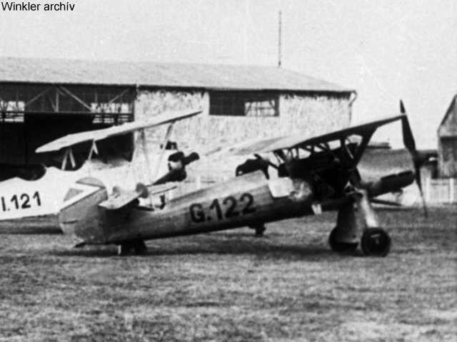 Kép a Focke-Wulf Fw 56 Stösser típusú, G.122 oldalszámú gépről.