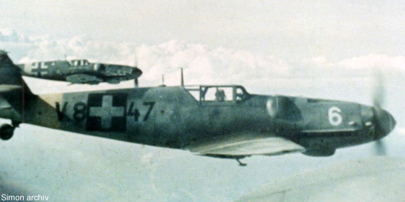 Kép a Messerschmitt Bf 109 típusú, V.847 oldalszámú gépről.