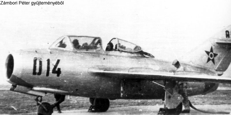 Kép a Mikojan-Gurjevics MiG-15 típusú, 014 oldalszámú gépről.
