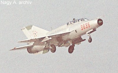 Kép a Mikojan-Gurjevics MiG-21 típusú, 3036 oldalszámú gépről.