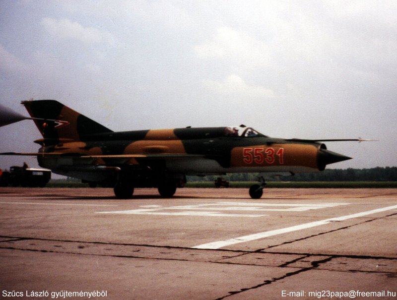 Kép a Mikojan-Gurjevics MiG-21 típusú, 5531 oldalszámú gépről.