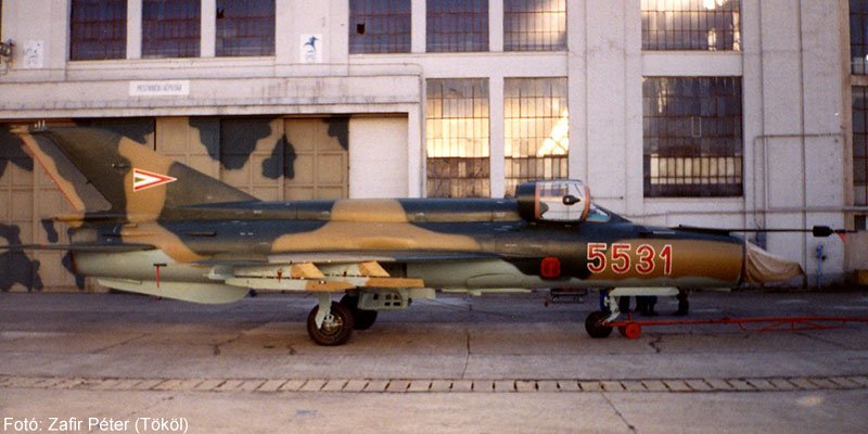 Kép a Mikojan-Gurjevics MiG-21 típusú, 5531 oldalszámú gépről.