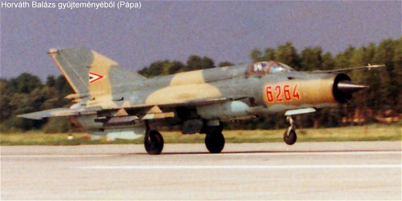 Kép a Mikojan-Gurjevics MiG-21 típusú, 6264 oldalszámú gépről.