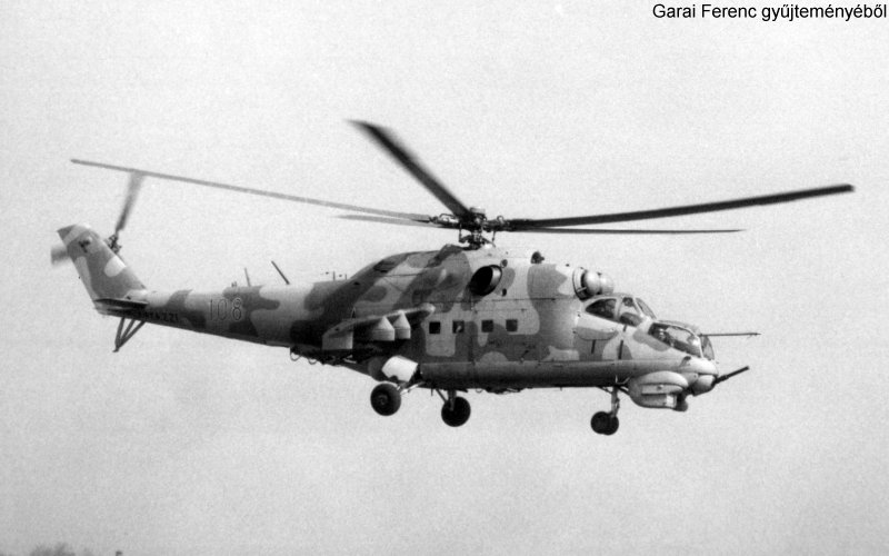 Kép a Mil Mi-24 típusú, 108 (2) oldalszámú gépről.