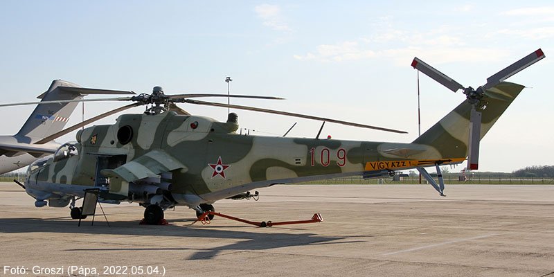 Kép a Mil Mi-24 típusú, 109 (2) oldalszámú gépről.