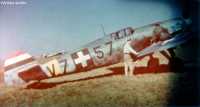 Kép a Messerschmitt Bf 109 típusú, V.757 oldalszámú gépről.